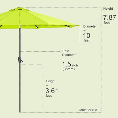 Tempera Patio Market Outdoor Table Umbrella with Push Button Tilt and Crank,Large Sun Umbrella with Sturdy Pole&Fade resistant canopy,Easy to set