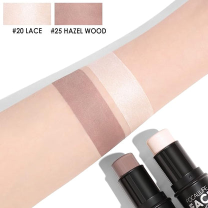 FOCALLURE 2 Pcs Mineral Cream Contour Stick,Moisturize Highlighter Illuminator Makeup,Fair-light