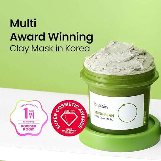 beplain Mung Bean Pore Clay mask (4.05 fl oz /120ml) | Fragrance-Free | Wash Off Mask for Blackhead & Whitehead Care | Quick 3 Minute to Gently Cleanse, Exfoliate and Tighten Pores | Korean Skincare