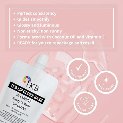 TKB Lip Gloss Base (Flexagel ME)| Clear Lip Gloss Base for DIY Lip Gloss| Ready-to-Wear| Moisturizing, High Shine, Crystal Clear, Vegan, Gluten and Cruelty free| Made in USA (5.5 Ounce (Pack of 2))