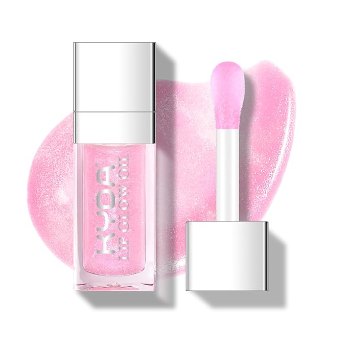 KYDA Hydrating Lip Glow Oil, Color Changing Tint, Moisturizing Lip Oil, Glossy Transparent Plumping Lip Gloss, Tinted Lip Oil for Lip Care and Dry Lips-Pearl Shimmer