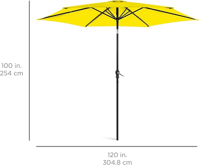 Best Choice Products 10ft Outdoor Table Compatible Steel Polyester Market Patio Umbrella w/Crank and Easy Push Button Tilt - Yellow