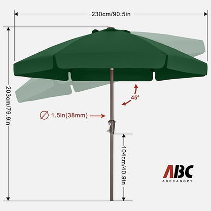 ABCCANOPY 7.5ft Patio Umbrella, Outdoor Table Umbrella with Push Button Tilt and Crank, Market Umbrella for Patio Pool Garden Deck (Green)