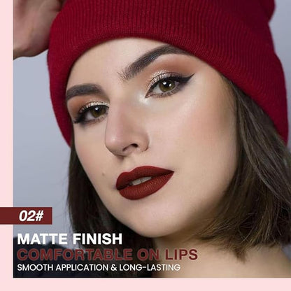 Silky Smooth Retractable Matte Lip Liner Pencil, Wine Red Lip Liner Long-Lasting Creamy Formula for Shaping & Sculpting Lips, Matte Velvet Pigmented Lip Liner Crayon Lipstick 02#