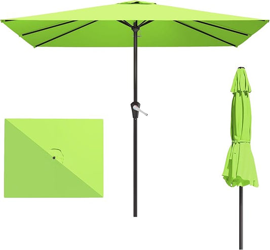 8' x 10' Rectangular Patio Umbrellas for Outdoor, Outdoor Table Umbrella, Large Outdoor Patio Umbrellas with 8 Sturdy Ribs for Market, Garden, Pool (Apple Green)