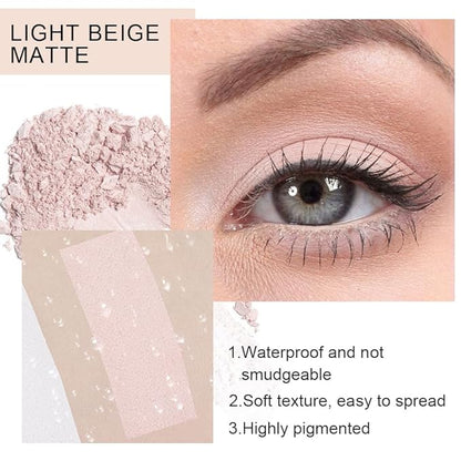 Eyeshadow Single Matte, High-Pigment Monochrome Eye Shadow Pressed Powder, Everyday Velvety Silky Eye Makeup Looks, Professional Long-Lasting Waterproof Single Eyeshadow Palette, Light Nude 01