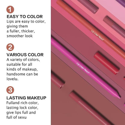 evpct 1Pcs Violet Light Purple Matte Long Lasting Lip Liner Pencils Makeup for Shaping & Sculpting Lips, No Transfer Long Wear Waterproof Pigmented Lip Liner lipliners Crayon Lipstick Pencil Sharpener