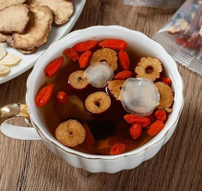 Ginseng and Wolfberry Tea, Ginseng Nine Treasure Tea, Red Date Wolfberry Mulberry Tea Chinese Kidney Herbal Red Ginseng Tea (2)