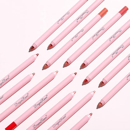 Matte Lip Liner Pencil Set,12 Colors Natural Nude to Dark Waterproof Long Lasting No Fade Soft Pencils Lipstick Makeup Gift Set for Daily Travel Party Work (A)