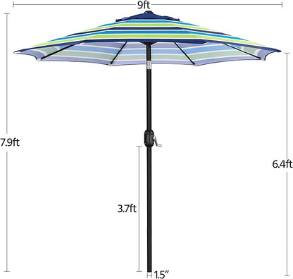 Yaheetech Patio Umbrella, 9ft Outdoor Market Table Umbrella with Push Button Tilt and Crank, 8 Sturdy Ribs Outdoor Yard Sun Shade for Garden Deck Backyard Pool