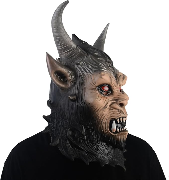 Voyiparty Demon Halloween Scary Latex Mask - Horror Black Devil Skull for Cosplay Costume Props - Adult