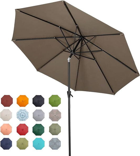 Tempera Patio Market Outdoor Table Umbrella with Push Button Tilt and Crank,Large Sun Umbrella with Sturdy Pole&Fade resistant canopy,Easy to set