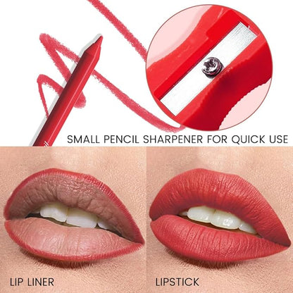 evpct 1Pcs Ruby Strong Red Matte Long Lasting Lip Liner Pencils Makeup for Shaping & Sculpting Lips, No Transfer Long Wear Waterproof Pigmented Lip Liner lipliners Crayon Lipstick Pencil Sharpener 21