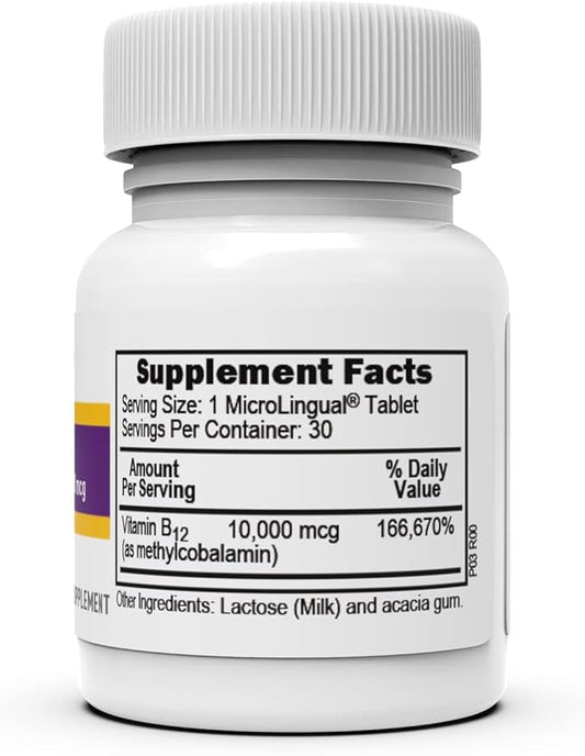 Superior Source No Shot Methylcobalamin B-12 10000 mcg - Vitamin B-12 to Support Energy Production, Brain Health & Overall Wellness - Sublingual Tablets for Quick Absorption - 30 Dissolving Tablets