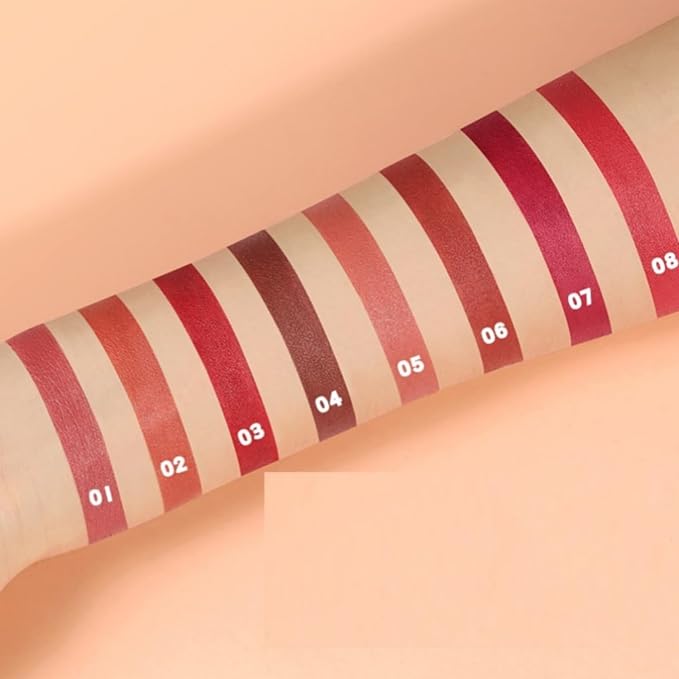 8 Colors High Pigmented Smooth Matte Lip Liner Pencil, Waterproof Velvet Lipstick Pen, Professional Lip Liner for Girls and Women (06)