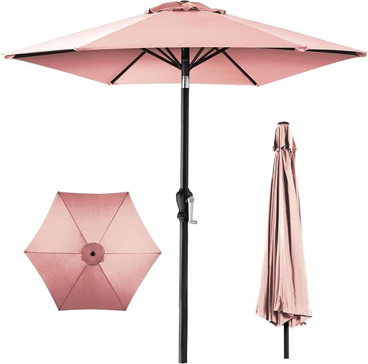 Best Choice Products 10ft Outdoor Steel Polyester Market Patio Umbrella w/Crank, Easy Push Button, Tilt, Table Compatible - Rose Quartz