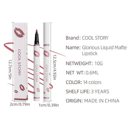 COOL STORY Matte Lip Liner Pencil - Waterproof, Non-Fading, Long-Lasting Plump Effect for Fuller Lips Makeup, Soft & Smooth Texture Easy Glide Lipstick (10#, Pack of 1)