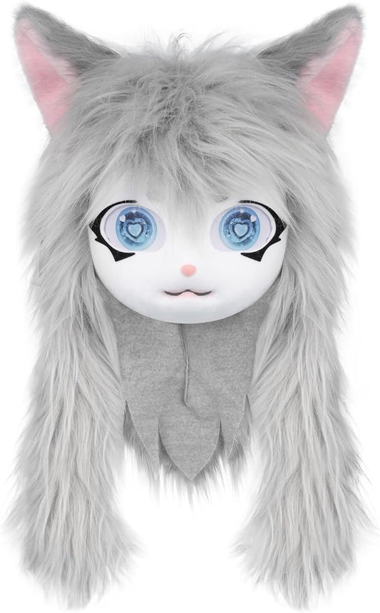 JUNBOON Furry Animal Headgear Beast Full Head Mask Headwear Doll Cosplay Costume Halloween Fursuit