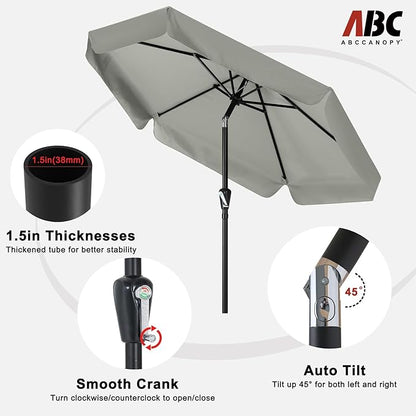 ABCCANOPY 7.5ft Patio Umbrella, Outdoor Table Umbrella with Push Button Tilt and Crank, Market Umbrella for Patio Pool Garden Deck (Light Gray)