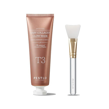 PESTLO Baby Collagen Glow Mask - Korean Peel Off Mask with Spatula Brush for Elasticity, Firmness, Glow Skin, and Optional Overnight Use