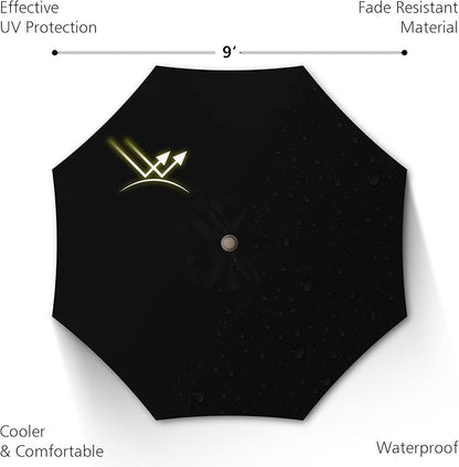 7.5Ft/9Ft Patio Umbrella, UV Protect Pool Umbrella with Heavy Duty Pole,Outdoor Umbrella with Push Botton Tilt & Crank