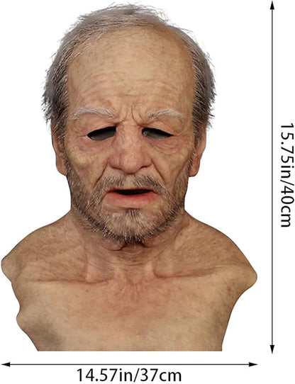 Realistic Old Man Mask Halloween Mask Scary Latex Old Man Grandpa Mask Halloween Wrinkle Face Mask