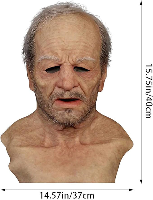 Realistic Old Man Mask Halloween Mask Scary Latex Old Man Grandpa Mask Halloween Wrinkle Face Mask