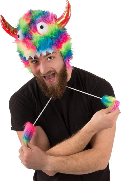 Tigerdoe Monster Hat Costume - 2 Pack Funny Crazy Hats - Monster Theme Birthday Party Supplies - Funny Furry Hats Colorful