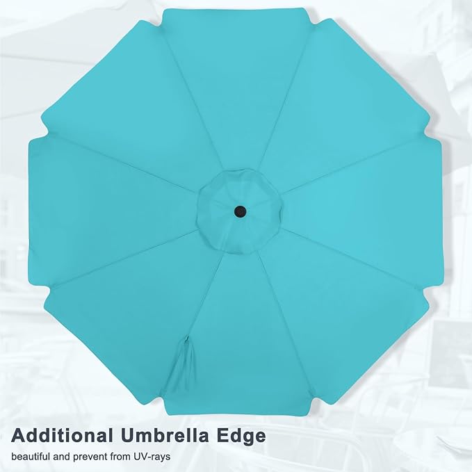MASTERCANOPY Valance Patio Umbrella for Outdoor Table Market -8 Ribs (11ft,Turquoise)