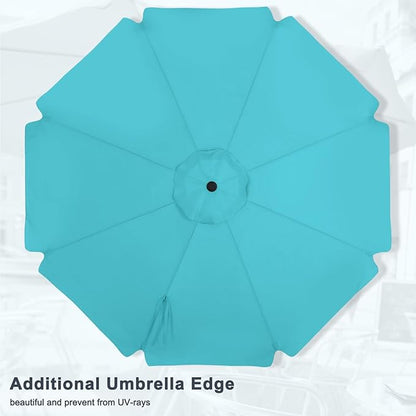 MASTERCANOPY Valance Patio Umbrella for Outdoor Table Market -8 Ribs (11ft,Turquoise)