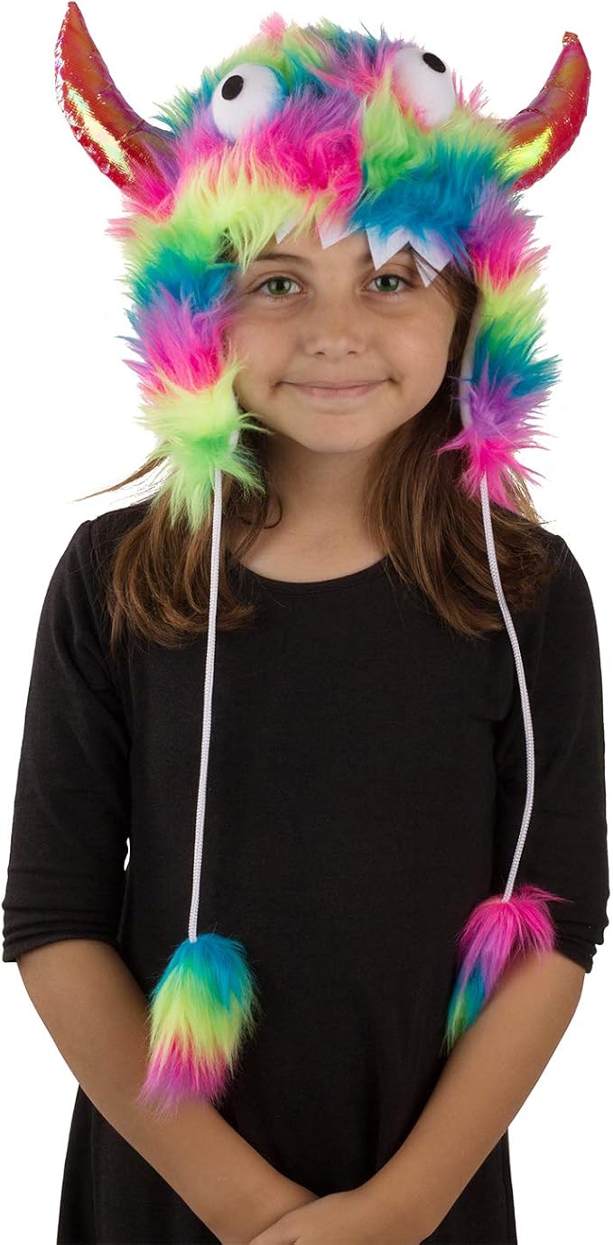 Tigerdoe Monster Hat Costume - 2 Pack Funny Crazy Hats - Monster Theme Birthday Party Supplies - Funny Furry Hats Colorful