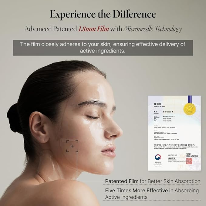 Glow Glutathione 2-Step Face Film Set for Wrinkle Reduction & Skin Tone Enhancement, Shine Your Light with 3 Counts Korean Mask