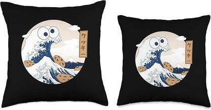 Cookie Wave Kanagawa Japanese Monster Art Funny Gift Throw Pillow, 18x18, Multicolor