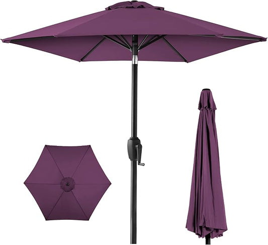 Best Choice Products 7.5ft Heavy-Duty Round Outdoor Market Table Patio Umbrella w/Steel Pole, Push Button Tilt, Easy Crank Lift - Amethyst Purple