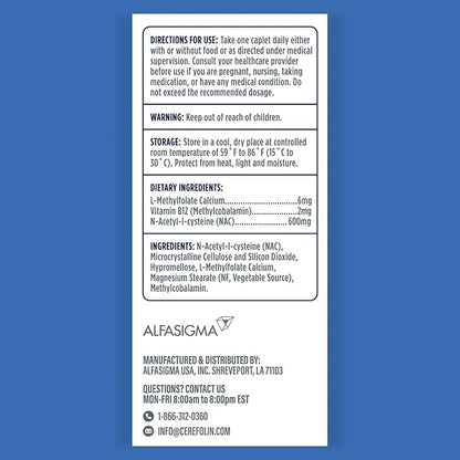 Brain Wellness, Targeted Nutrition for Cognitive Support, Improves Memory, Focus & Concentration, L-Methylfolate, NAC, B12, Neurologist Recommended (60 Count)