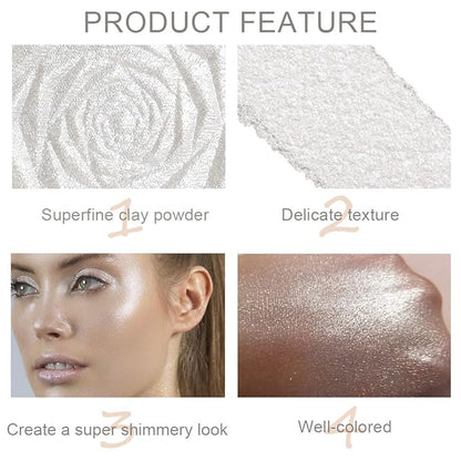 evpct Pearl White Silver Face Highlighter Makeup, White