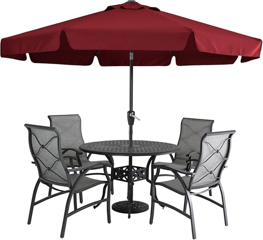 MASTERCANOPY Valance Patio Umbrella for Outdoor Table Market -8 Ribs (9ft, Burgundy)