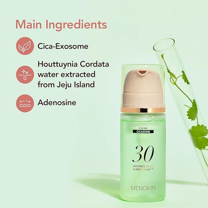 MENOKIN 30 Seconds Quick Bubble Mask [CLEAR] - [Cica] in Micro-bubbles For Soothing & Skin Strengthening, Hydration, Clearer Complexion, Korean Skin Care Essential, 70 Uses, 3.21 fl.oz