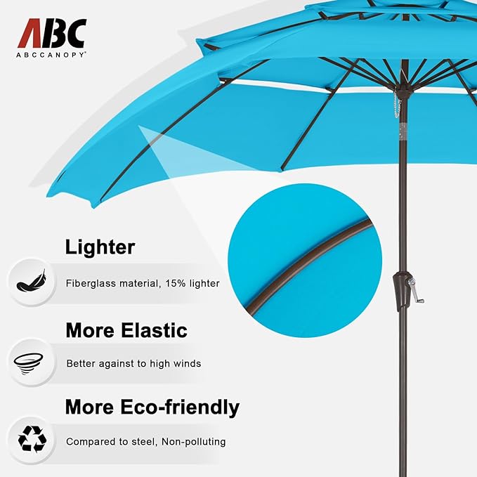 ABCCANOPY Patio Umbrellas 3 Tiers 10FT (Turquoise)