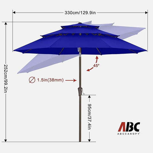 ABCCANOPY Patio Umbrellas 3 Tiers 11FT (Blue)