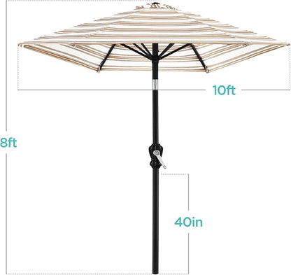 Best Choice Products 10ft Outdoor Steel Polyester Market Patio Umbrella w/Crank, Easy Push Button, Tilt, Table Compatible - Striped Tan