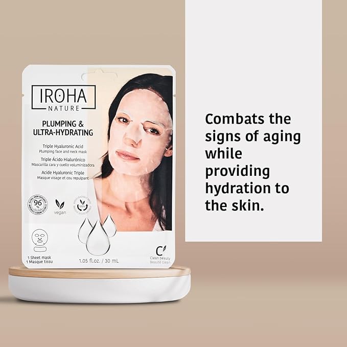 Collagen Face & Neck Sheet Mask (5 Masks) + Anti-Aging Face & Neck Mask (5 Masks) - Skin Care With Triple Hyaluronic Acid & Niacinamide, Anti-Wrinkles & Firming, Vegan, Korean - Total Bundle 10 pieces