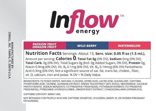 Cirkul Inflow Energy Flavor Cartridge Variety Pack with Caffeine, 6-Pack (2 Passion Fruit Dragon Fruit, 2 Wild Berry, 2 Watermelon)