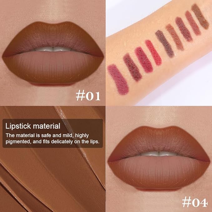 2Pcs Gradient Matte Lipstick Crayon Lip Liner pencil, Flawless Contour Gradual Ombre Effect lip Pencil, Lipstick for Women Long Lasting Waterproof Smudge Proof Lipstick Pencil 01#+04#