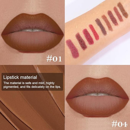 2Pcs Gradient Matte Lipstick Crayon Lip Liner pencil, Flawless Contour Gradual Ombre Effect lip Pencil, Lipstick for Women Long Lasting Waterproof Smudge Proof Lipstick Pencil 01#+04#