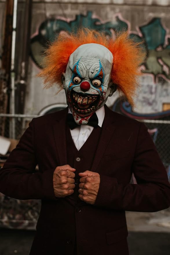 Deja Boo Scary Adult Mask - Unique Creepy Halloween Mask Design - Realistic Face Costumes- Scariest Masks Ever For A Fun Halloween -Adults Horror Costume Pure Evil - Killer Shingles the Clown Mask