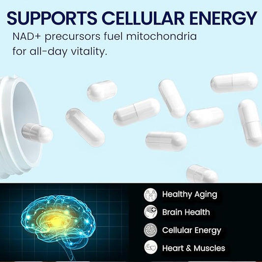NAD Supplement for Anti-Aging and Cell: Nicotinamide Riboside & Mononucleotide - Cellular Energy & Mitochondrial & Healthy Aging & Cognitive Function Support - Liposomal NAD Supplements - 80 Capsules