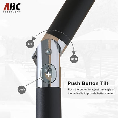 ABCCANOPY 9FT Patio Umbrella - Outdoor Waterproof Table Umbrella with Push Button Tilt and Crank, 8 Ribs UV Protection Pool Umbrella for Garden, Lawn, Deck & Backyard (Turquoise Stripes)