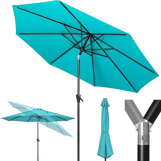 Tempera Patio Market Outdoor Table Umbrella with Push Button Tilt and Crank,Large Sun Umbrella with Sturdy Pole&Fade resistant canopy,Easy to set