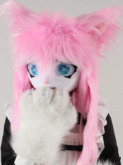 JUNBOON Furry Animal Headgear Beast Full Head Mask Headwear Doll Cosplay Costume Halloween Fursuit
